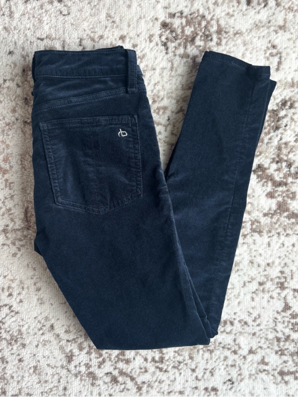 Rag & Bone Navy Blue Velvet Skinny Pants